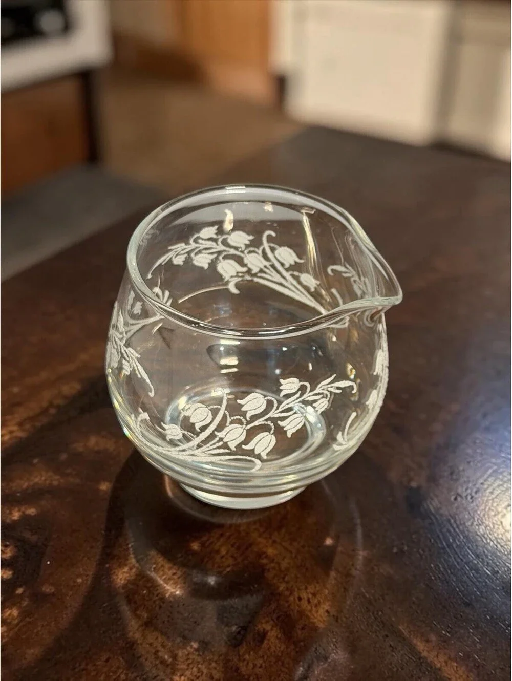 Vintage Libbey Lilly of the Valley Clear Glass Creamer